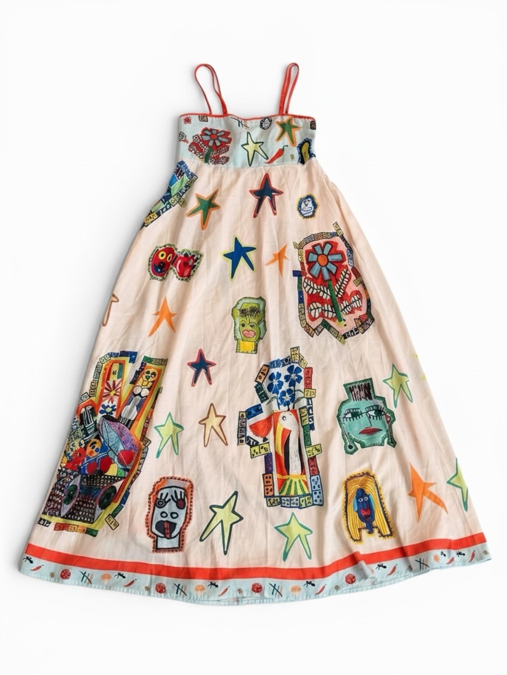 Size L Graffiti Pop Art Print Linen Blend Maxi Sundress - unbranded